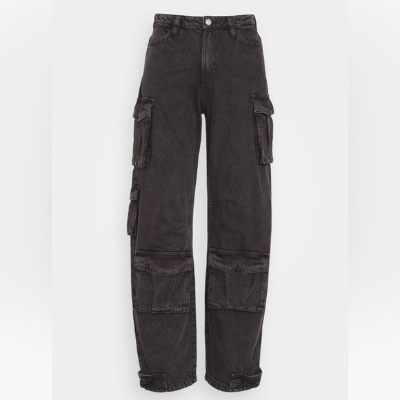 ASOS Weekday Shiloh Workwear Black Cargo Jeans - Picture 1 of 10